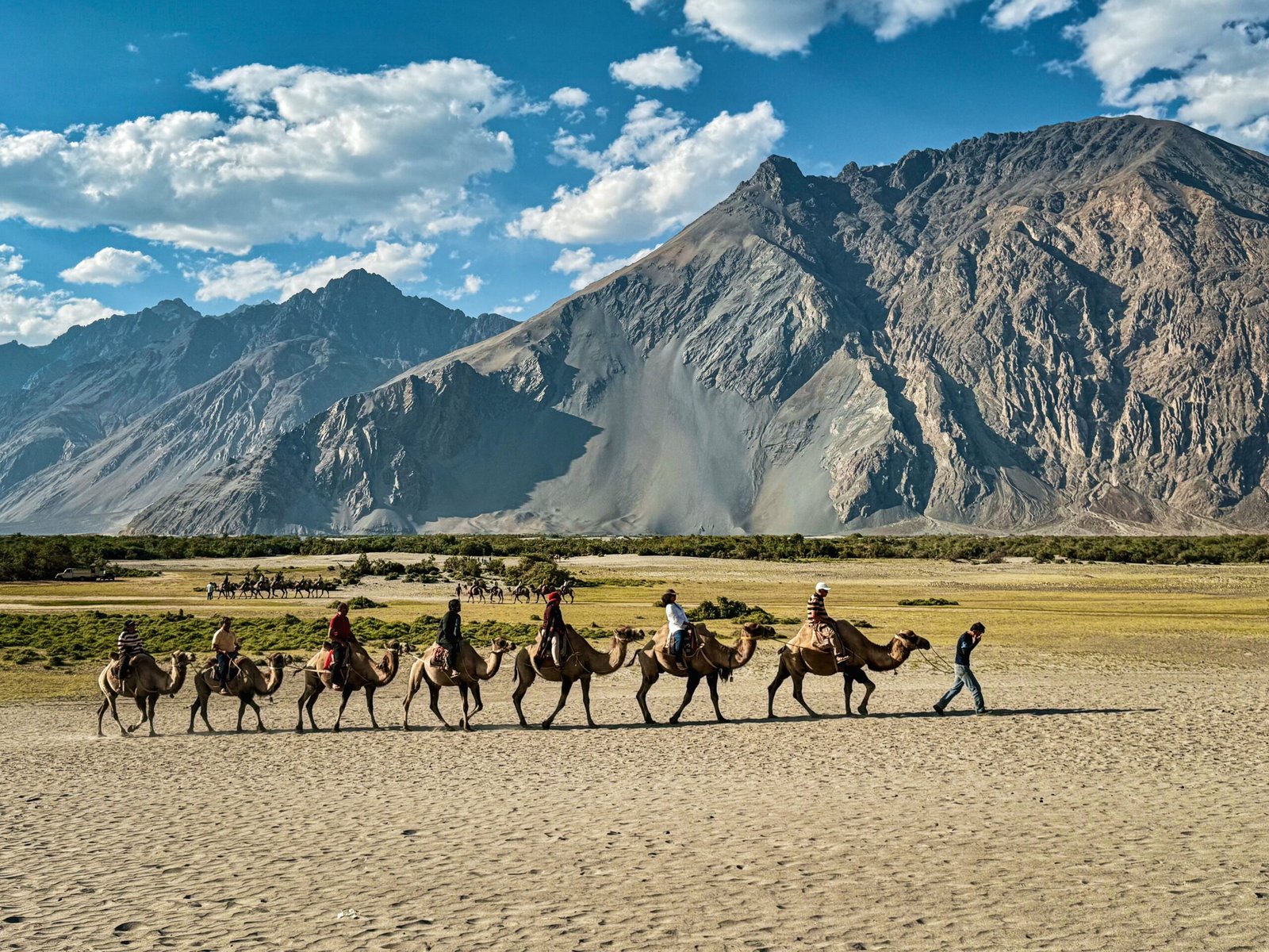 Trekker walking through a remote Ladakh valley